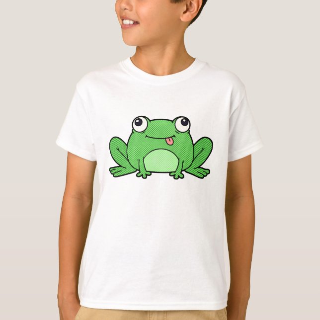 Cute Cartoon Green Frog Kids T-Shirt (Devant)