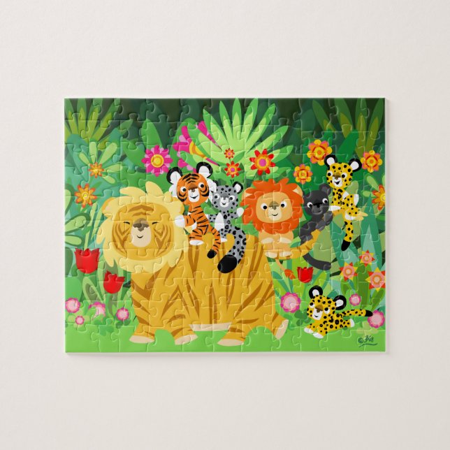 Cute Cartoon Liger et amis Puzzle (Horizontal)