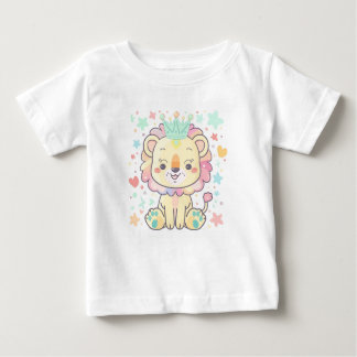 Cute Cartoon Lion Cub avec T-shirt de bébé Couronn
