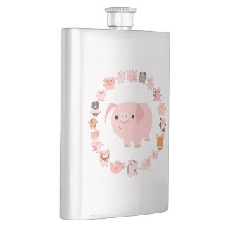 Cute Cartoon Pig Mandala Classique Flacon