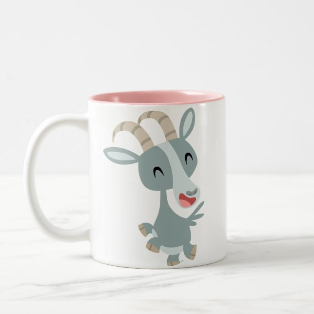 Cute Cartoon Prancing Chèvre Mug (Gauche)