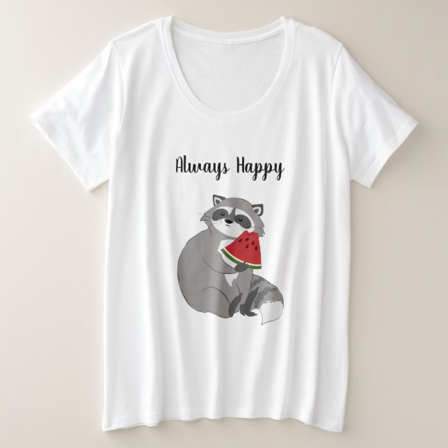 Cute Cartoon Raccoon avec Watermelon (Design devant)
