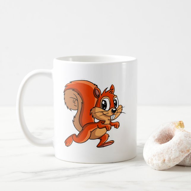 Cute Cartoon Squirrel Coffee Mug (Avec donut)
