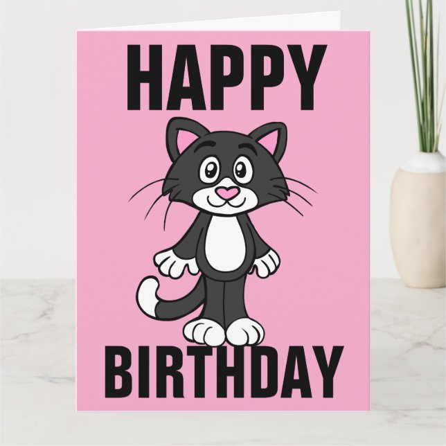 CUTE CAT ART CARTE DE SALUT D'ANNIVERSAIRE (Devant)