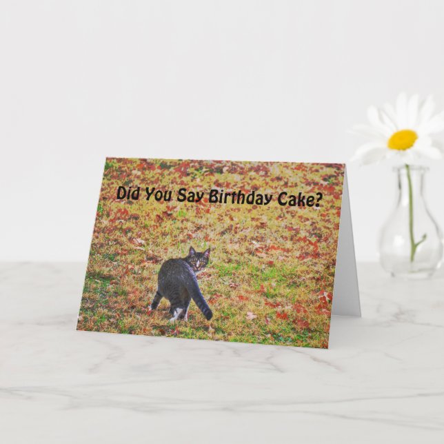 Cute Cat Art Pun drôle Carte d'anniversaire (Petite plante)