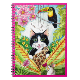 Cute Cat coeur orchidée toucan oiseau carnet