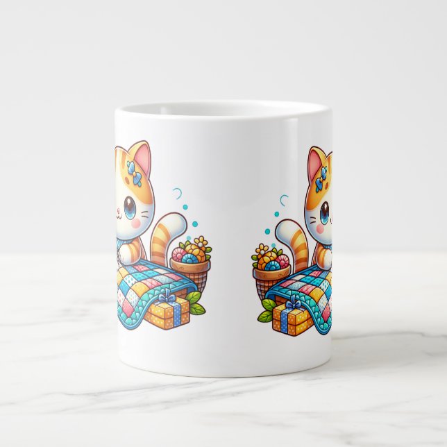 Cute Cat couture quilt Céramique Mug (Devant)
