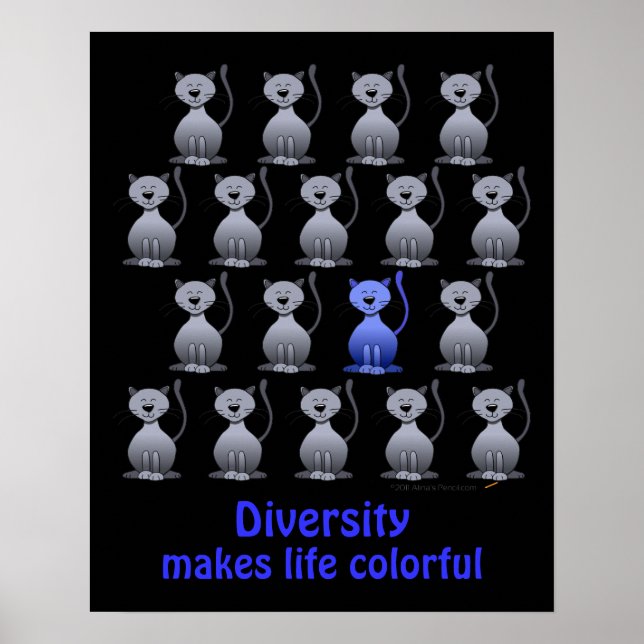 Cute Cat Diversity Poster for Kids Motivational (Devant)