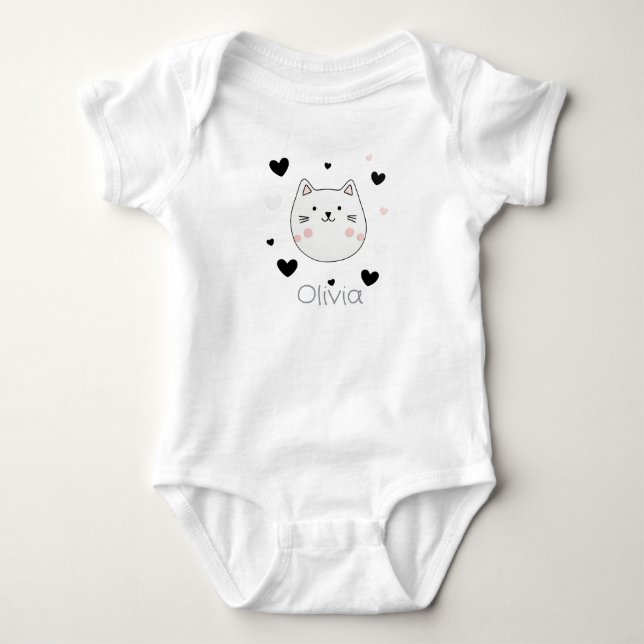 Cute Cat Heart Baby Body (Devant)