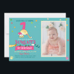 Cute Cat Kids First Birthday Party Invitation<br><div class="desc">Vous planifiez une fête spéciale pour votre bébé? MEOWESE a des invitations qui sont aussi mignons que votre petit. Cet invitation présente des couleurs vives attirantes et un chaton mignon suspendu à l'envers du chiffre.</div>
