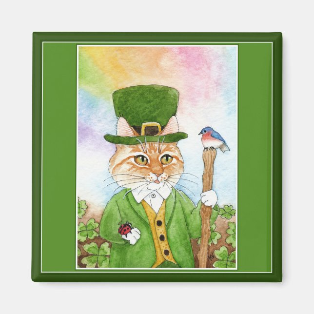 Cute Cat Leprechaun Saint Paddy's Day aimant (Devant)