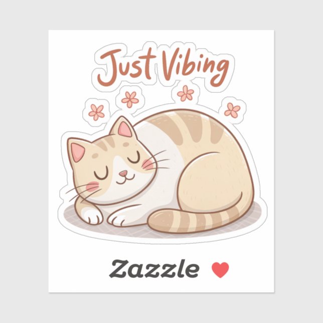 Cute Cat Loaf Sticker | Just Vibing Cozy Cat Decal (Feuille)