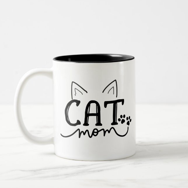 Cute Cat Maman Mug de café à deux tons (Gauche)