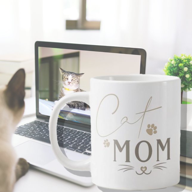 Cute Cat Maman Personnalisé Café Mug (Créateur téléchargé)