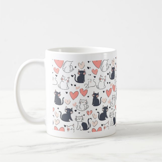 Cute Cat Pattern Mug (Gauche)