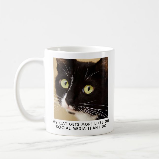 Cute Cat Photo Personnalisée Café Mug (Gauche)