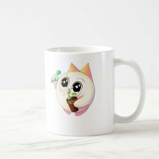 Cute Cat Plant Lover Cartoon Mug (Droite)
