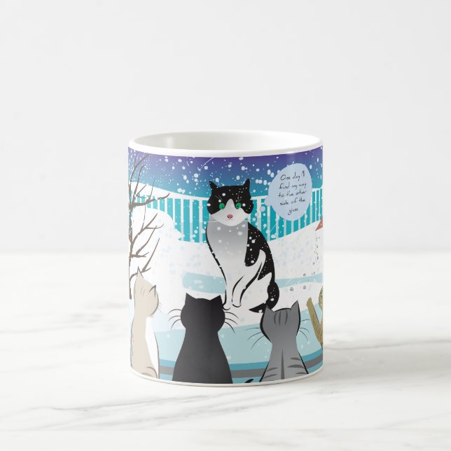 Cute cat print mug (Aqua) (Centre)