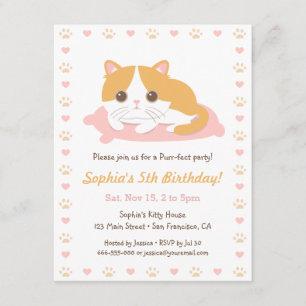 Cute Cat Thème Anniversaire Invitations