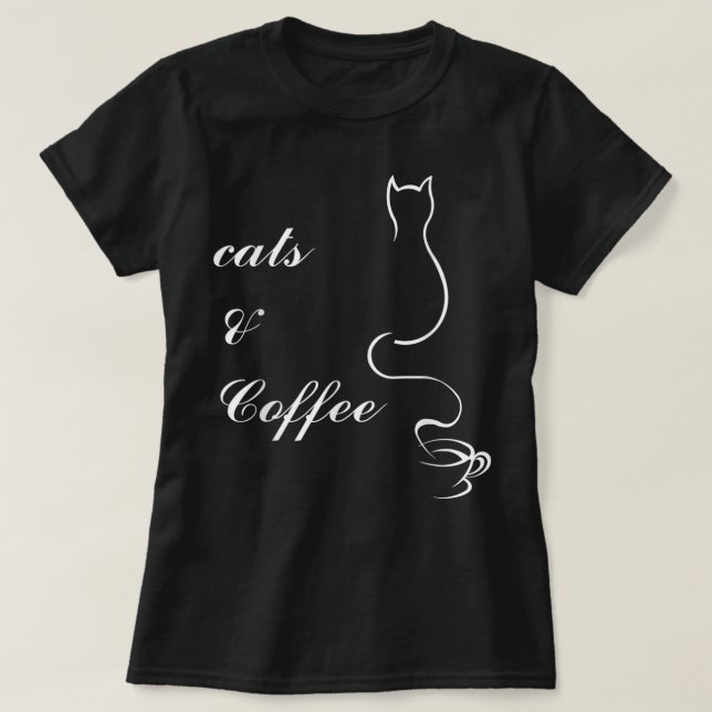Cute Cats et café TShirt (Design devant)