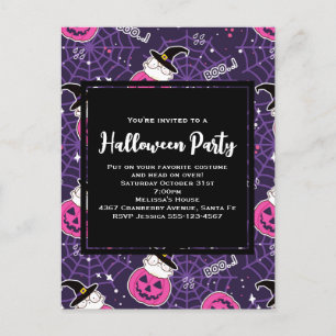 Cute Cats et Citrouille Halloween Motif Invitation