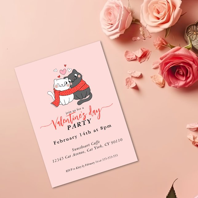Cute Cats In Love Valentines Day Party Invitation (Créateur téléchargé)