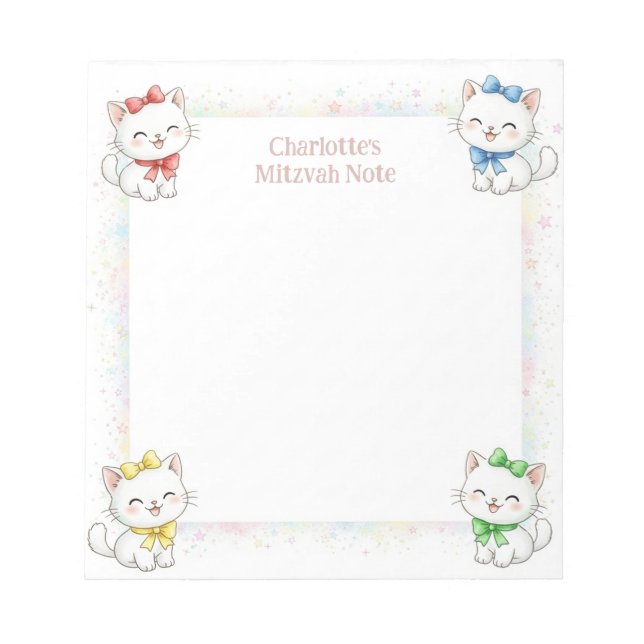Cute Cats Personnalisé Mitzvah Notes Bloc-notes (Devant)