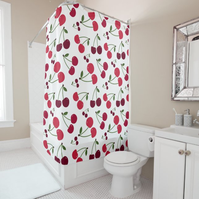 Cute cerise motif rideau de douche (En situation)