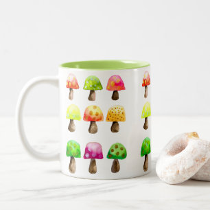 Cute champignons colorés Mug à café à deux tons