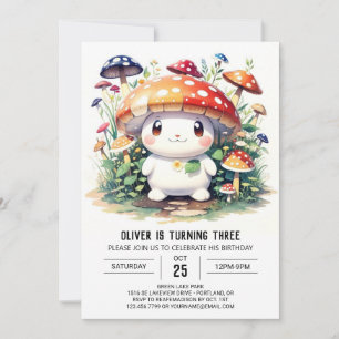 Cute Champignons Invitation Anniversaire