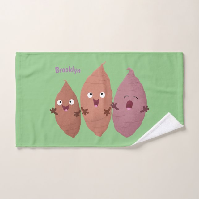 Cute chantant des patates douces caricaturales lég (Serviette à main)