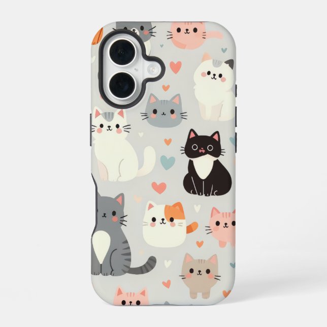 Cute chat Apple iPhone 16 Coque (Verso)