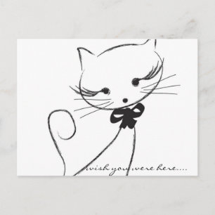Cute chat avec carte postale Bow