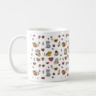 Cute Chat & Coeur Mug : Parfait pour les Amoureux