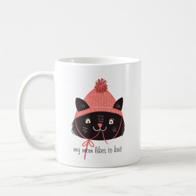 Cute Chat En Knit Mug Casquette (Gauche)