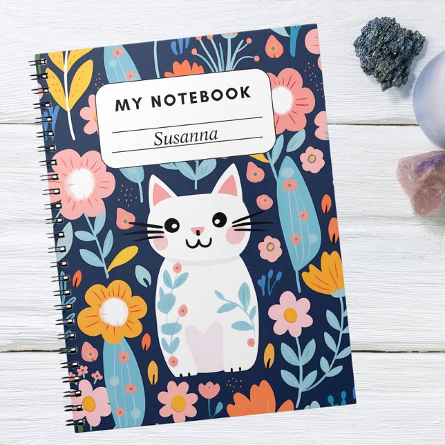 Cute Chat et Carnet à motifs floraux (Créateur téléchargé)