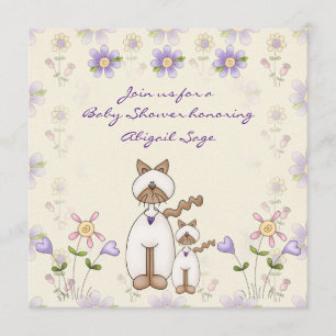 Cute Chat et Kitten Baby shower Invitation ~ Fille