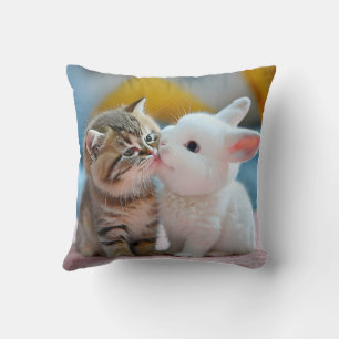 Cute chat et lapin coussin coussin