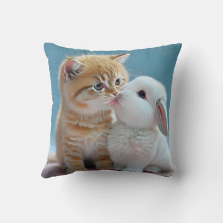 Cute chat et lapin coussin coussin
