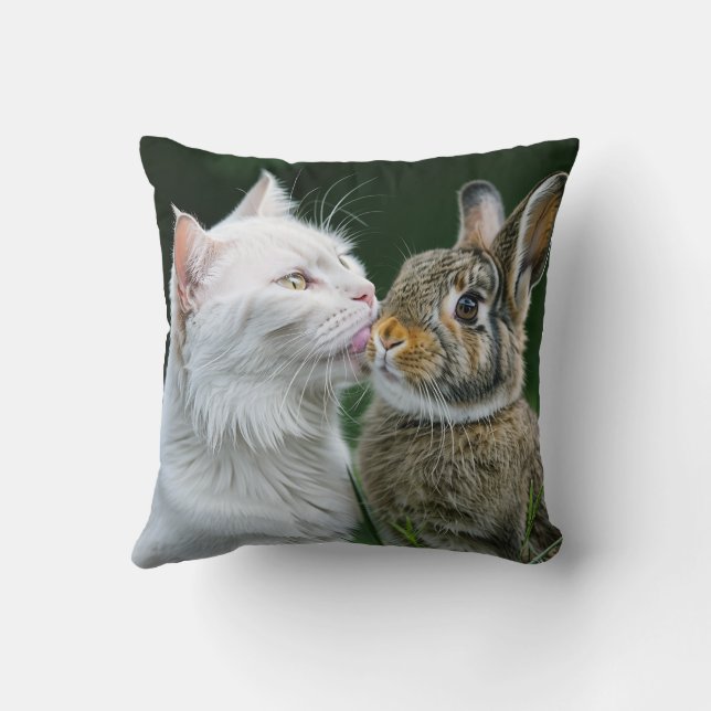 Cute chat et lapin coussin coussin (Verso)