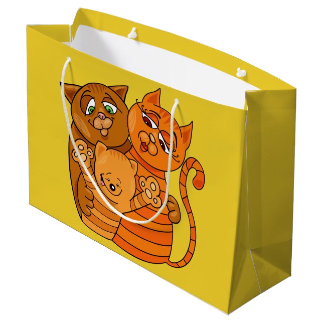 Cute Chat Famille grand sac cadeau (Dos Angle)