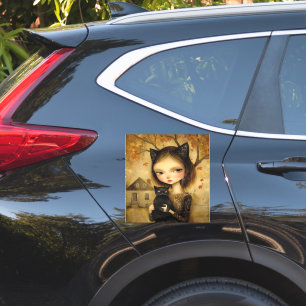 CUTE CHAT GIRL GRAND STICKER DE LA VOITURE