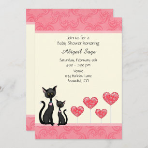Cute Chat, Kitten et Coeurs Baby shower Invitation