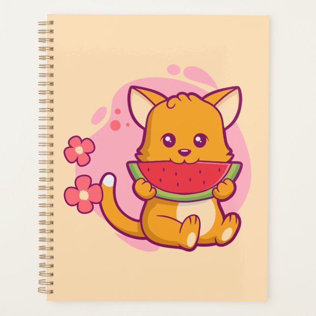 Cute Chat Manger Watermelon | Kawaii (Devant)