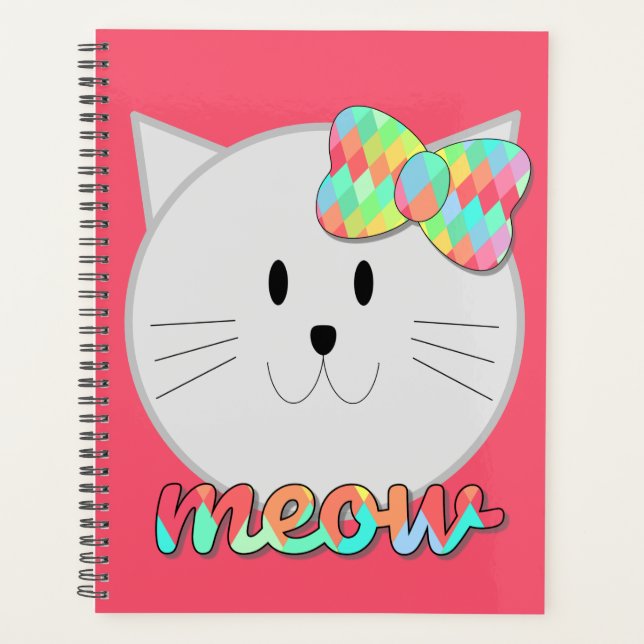 Cute chat Meow arc-en-ciel Bow rose Parties scinti (Devant)