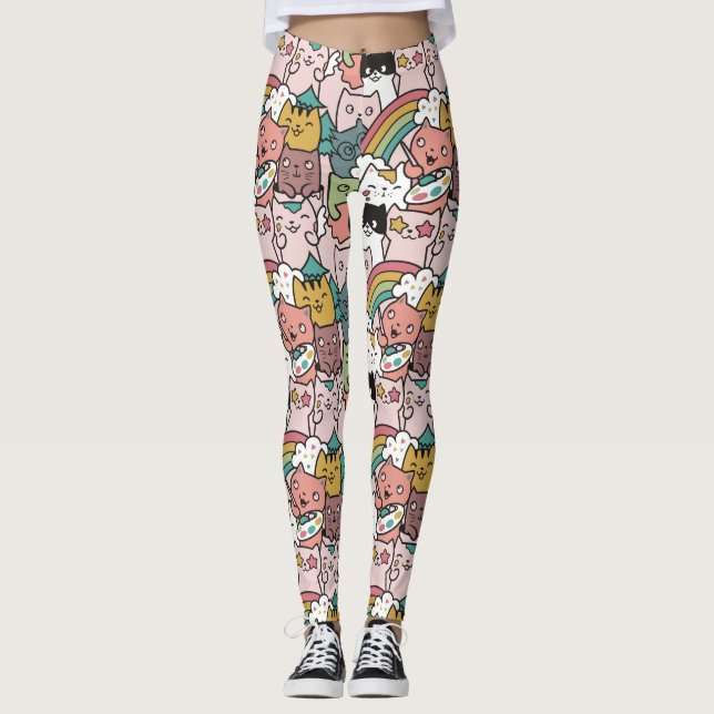 Cute Chat Motif Leggings (Devant)