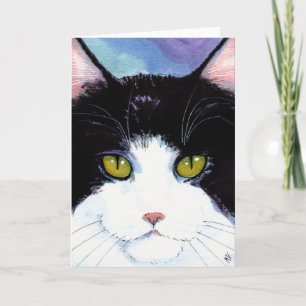 Cute Chat noir blanc Anniversaire ou toute carte d