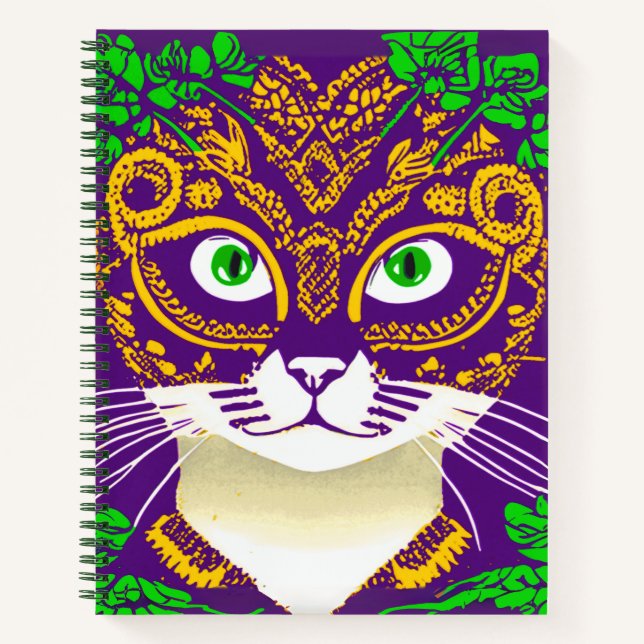 Cute chat portant un journal Mardi Gras Mask (Devant)