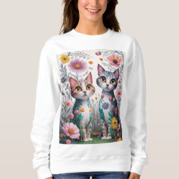 Cute chat sweatshirt design de fleur