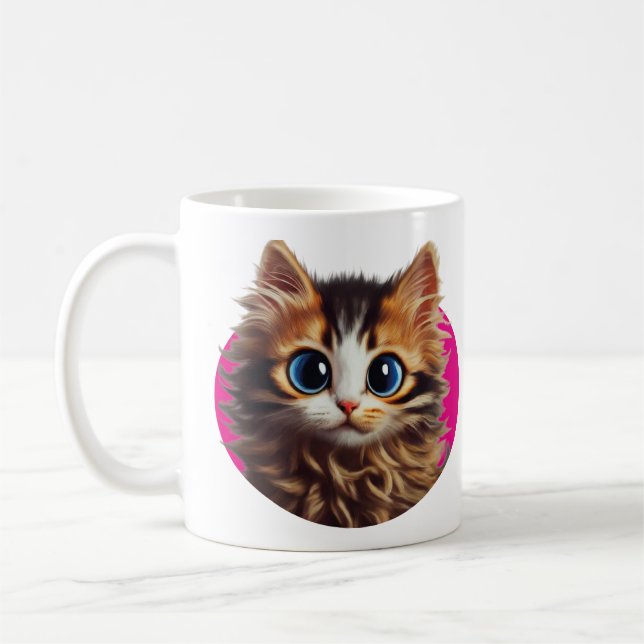 Cute chaton caricaturale conçu tasse (Gauche)